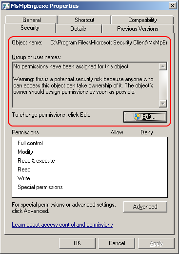 Permissions Stripped